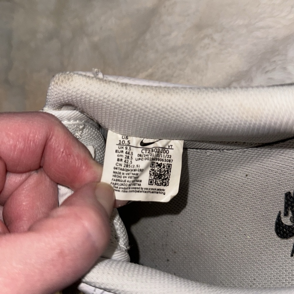 ❤️ NIKE Air Force 1, white with black swoop, size 10.5 men’s - Picture 9 of 10
